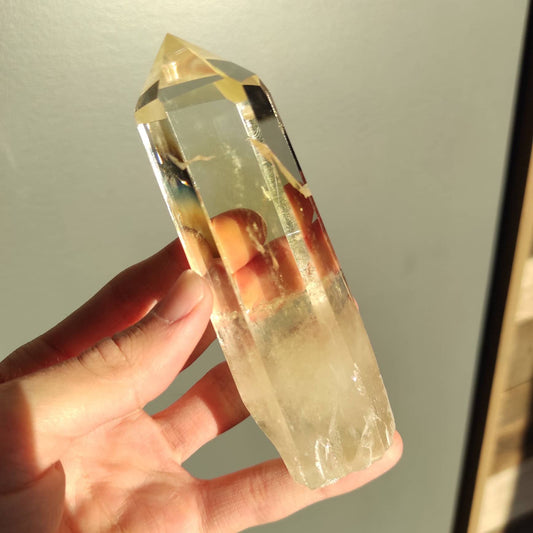238g Heated Citrine Crystal Yellow Citrine Crystal Congo Citrine Tower Polished Citrine Point Large Yellow Citrine Sparkling Crystal