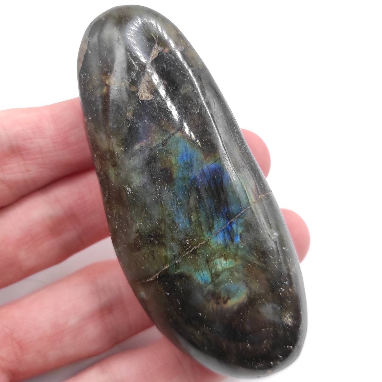 85g Purple Labradorite Palm Stone Polished Purple Labradorite Crystal Purple Flash Labradorite from Madagascar Natural Crystal Specimen