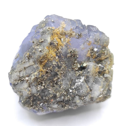 174g Bluish Purple Fluorite with Pyrite Specimen Natural Mineral Raw Crystal Cluster Light Blue Fluorite Fujian Mineral Chunk Rough Crystals