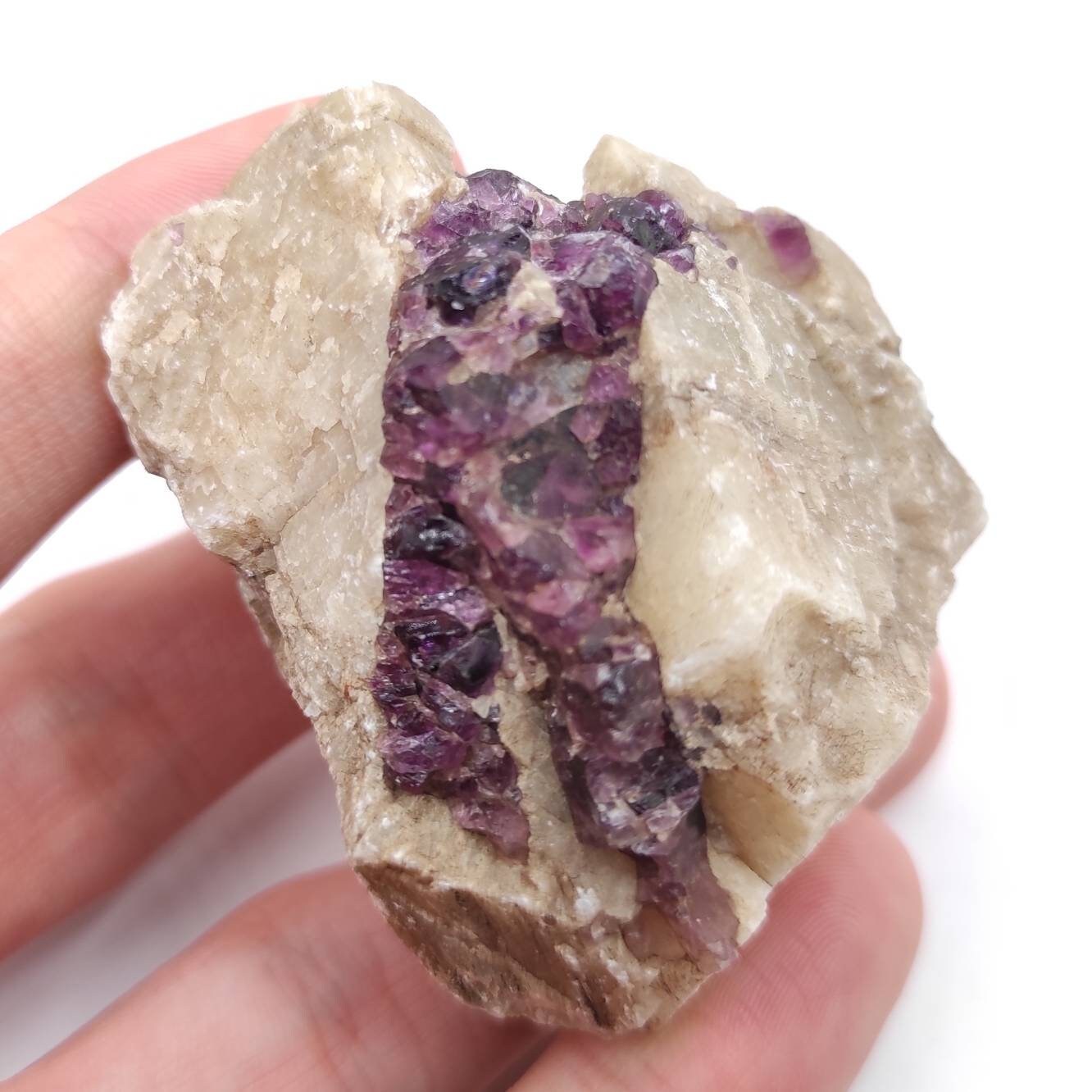 84g Purple Fluorite in Calcite from Harcourt, Ontario - Canadian Fluorite Specimen - Natural Raw Purple Fluorite Mineral - Schickler Mine