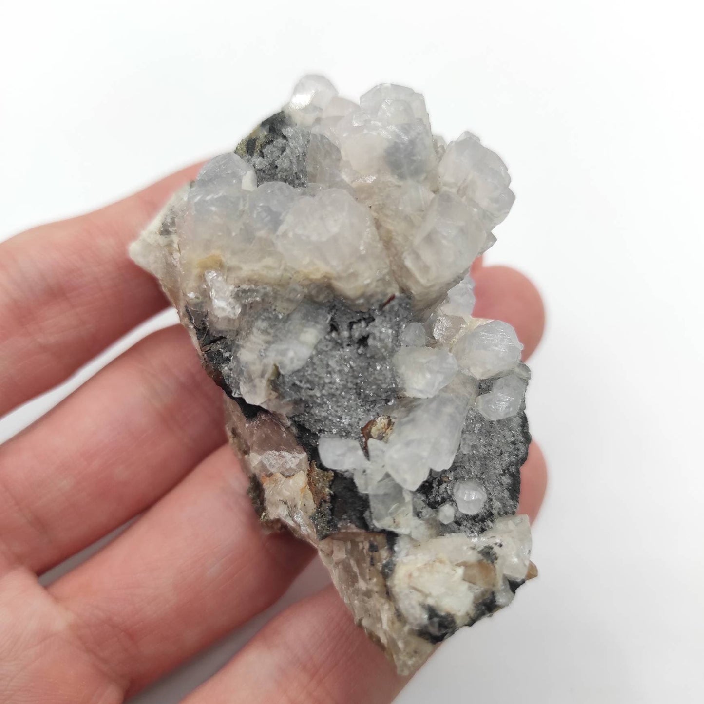 78g Calcite Crystal Specimens - Clear Calcite Mineral - Druzy Calcite Crystal on Matrix - Unique Calcite Cluster from Morocco