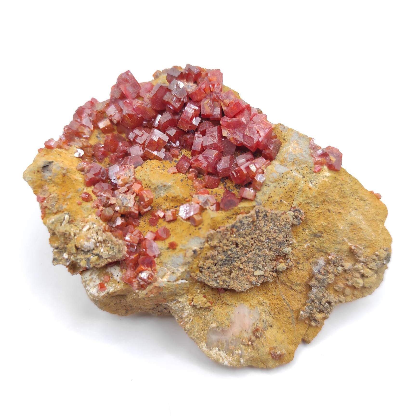 142g Large Vanadinite on Matrix - Red Vanadinite Crystals - High Quality Vanadinite - Collectors Grade Mineral Specimen - Mibladen, Morocco