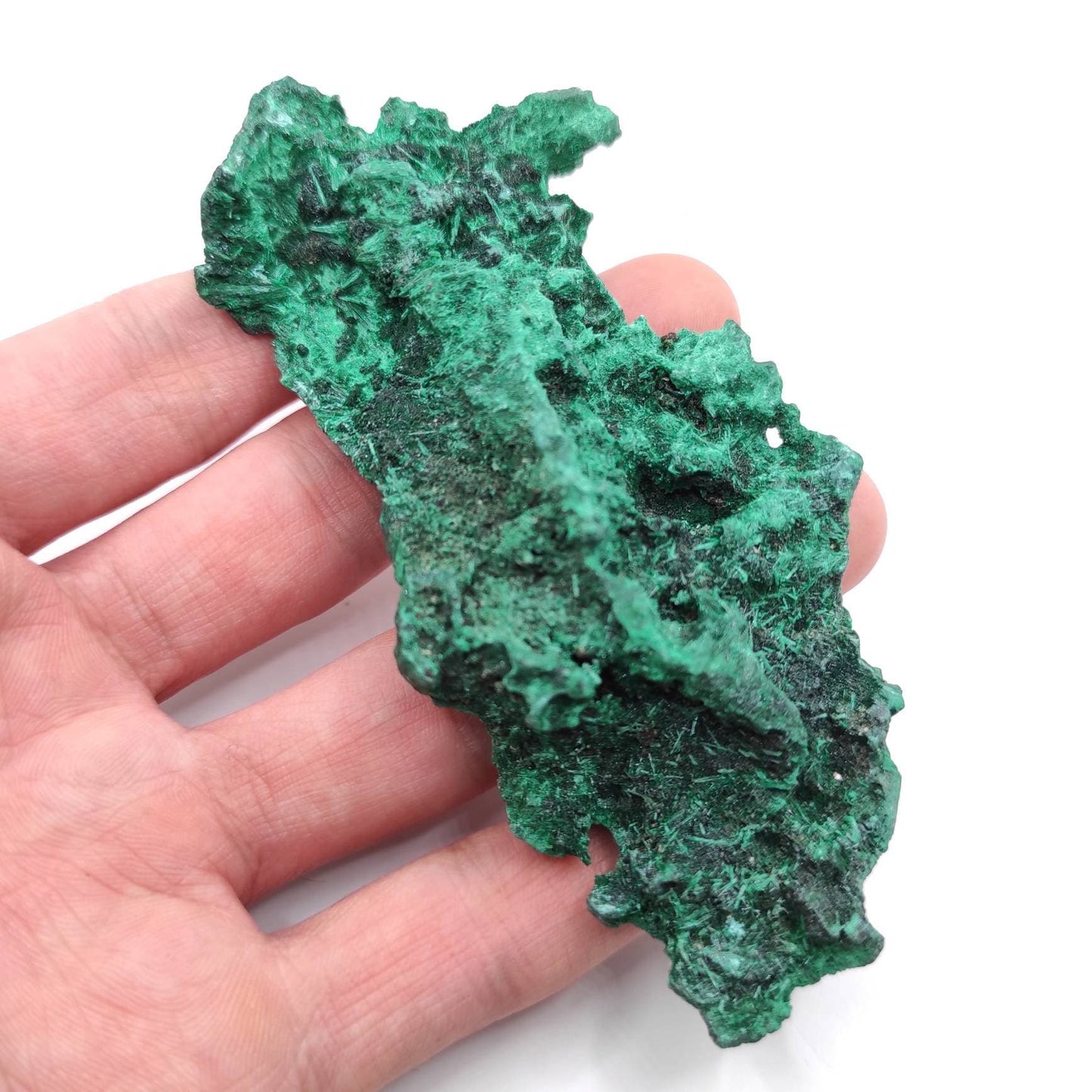 96g Fibrous Malachite - Velvet Malachite from Hubei, China - Natural Malachite Specimen - Raw Minerals - Natural Velvety Malachite Crystal