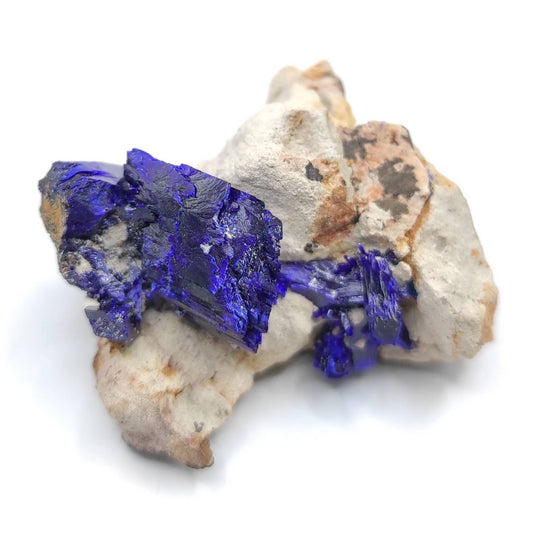 22g Azurite in Matrix - Kerrouchen, Morocco - Blue Azurite Specimen in Matrix - Crystallized Blue Azurite - High Quality Azurite Mineral