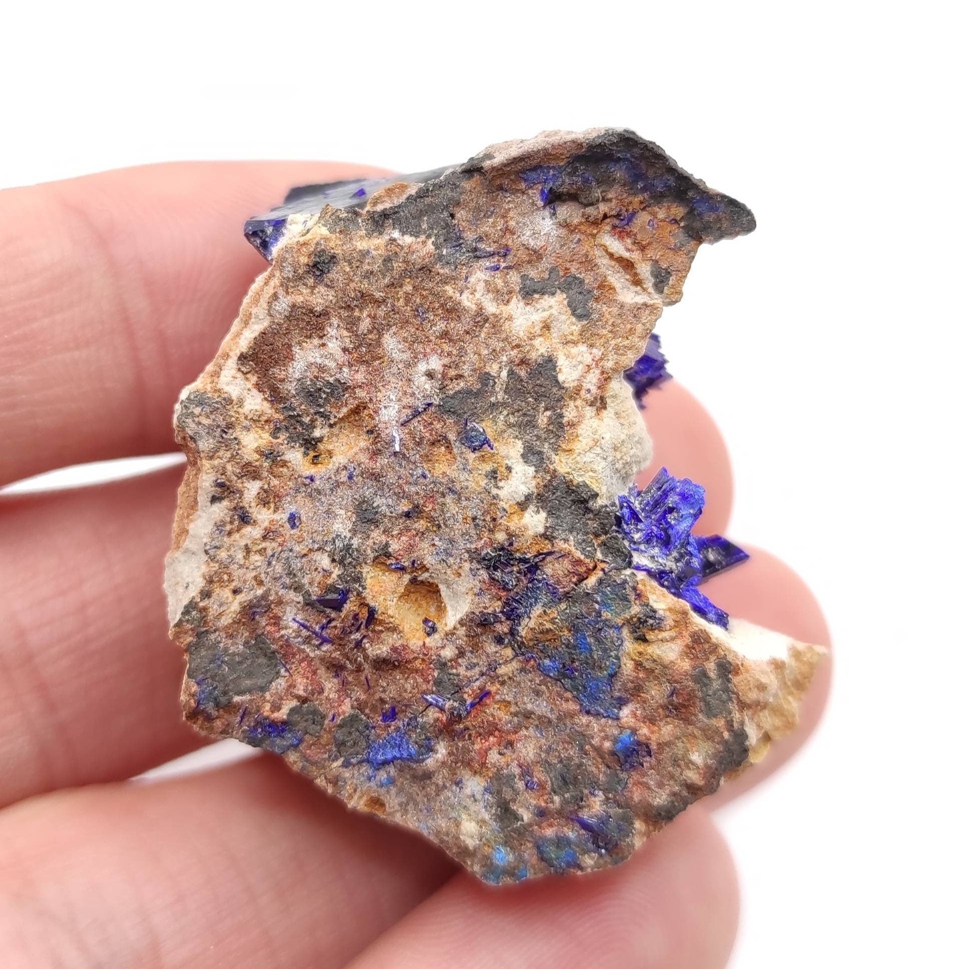 22g Azurite in Matrix - Kerrouchen, Morocco - Blue Azurite Specimen in Matrix - Crystallized Blue Azurite - High Quality Azurite Mineral