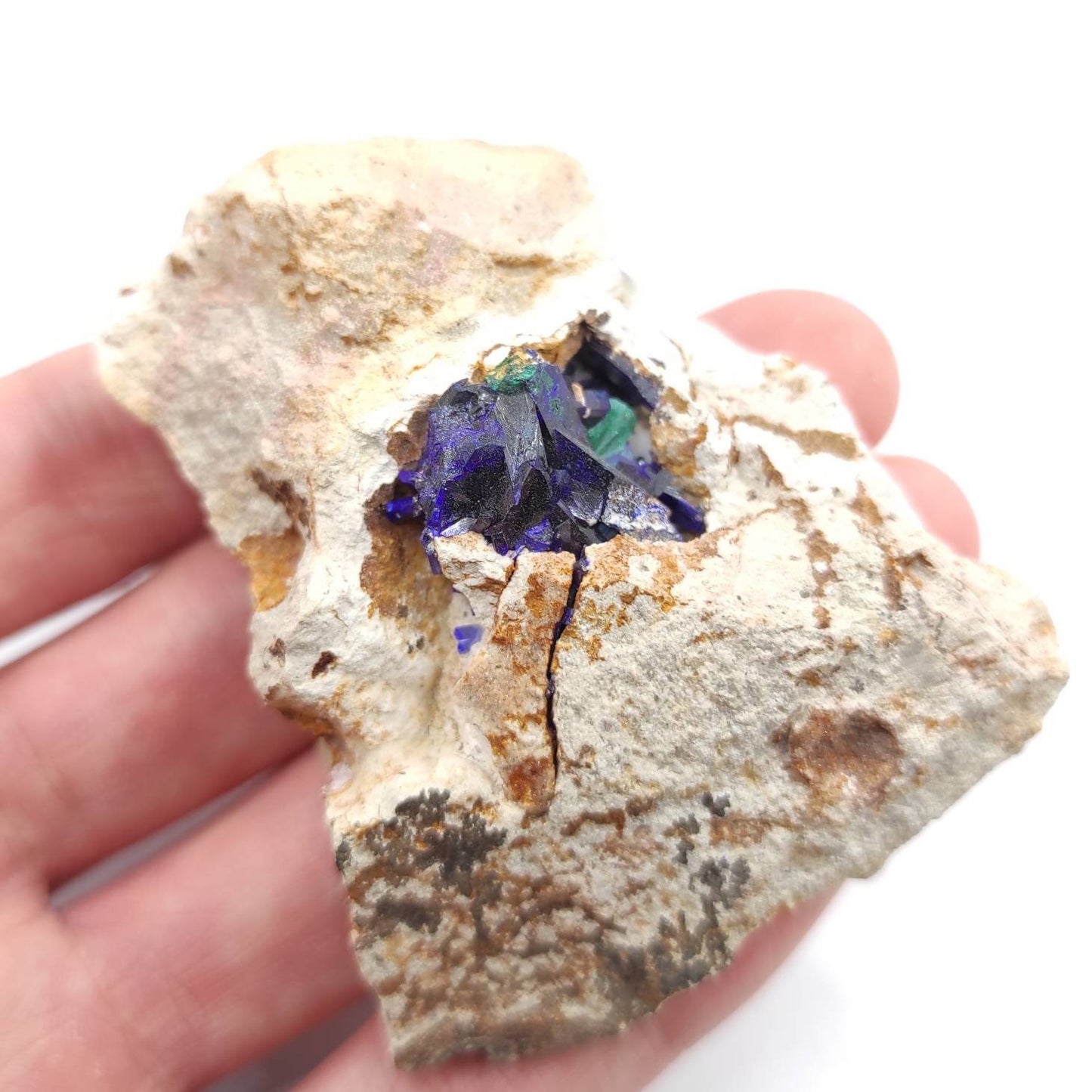 83g Azurite in Matrix - Kerrouchen, Morocco - Blue Azurite Specimen in Matrix - Crystallized Blue Azurite - High Quality Azurite Mineral
