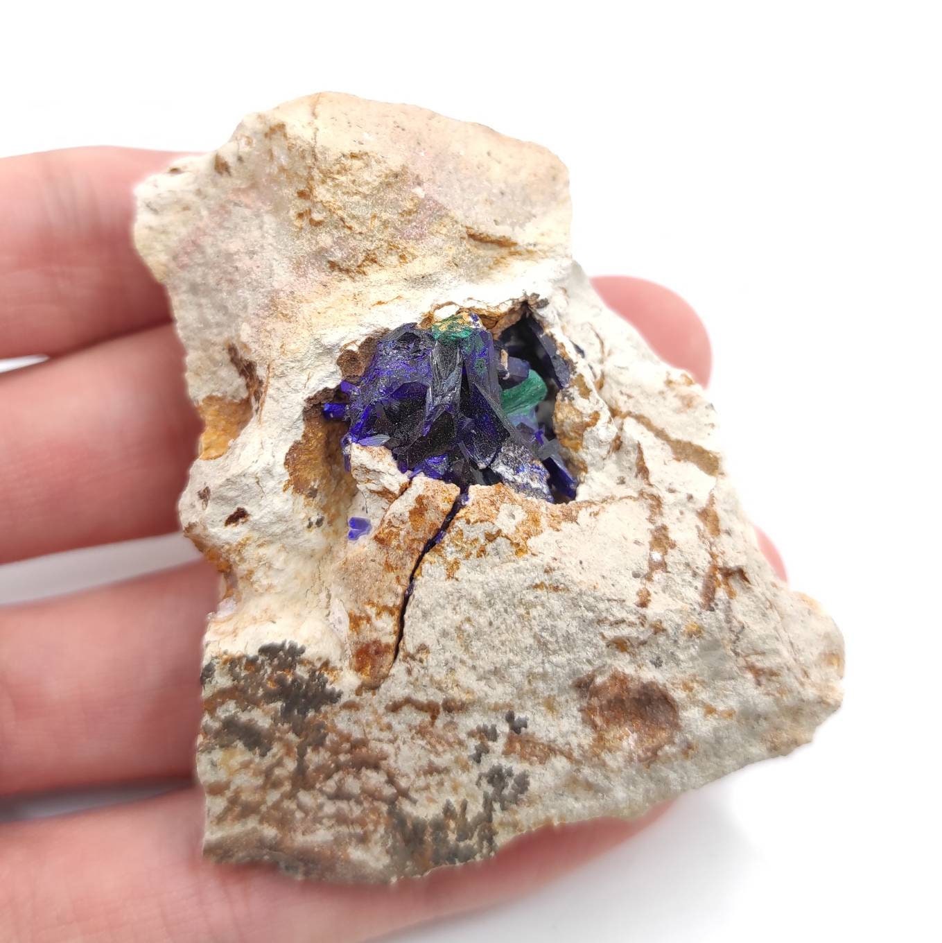 83g Azurite in Matrix - Kerrouchen, Morocco - Blue Azurite Specimen in Matrix - Crystallized Blue Azurite - High Quality Azurite Mineral
