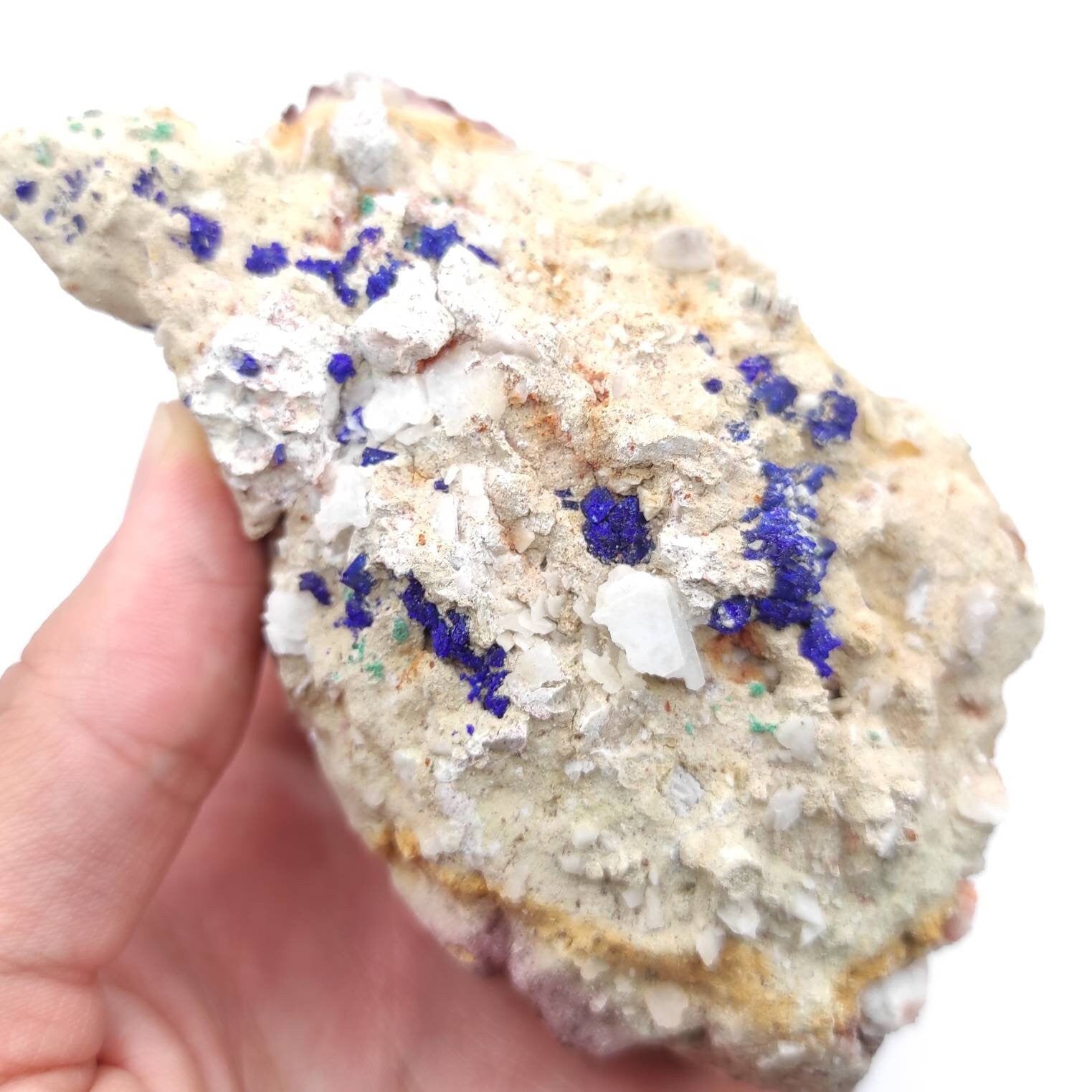 314g - Large Azurite in Matrix Crystal Specimen - Blue Azurite from Touissit, Morocco - Natural Raw Azurite Mineral - Rough Azurite