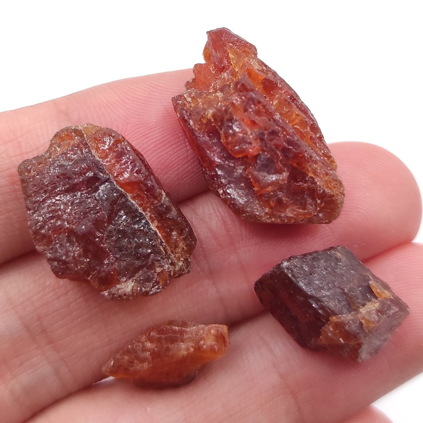 71ct 4pcs Hessonite Garnet Lot - Natural Hessonite Garnet - Loose Gemstones - Rough Gems - Raw Garnet Crystals from Pakistan