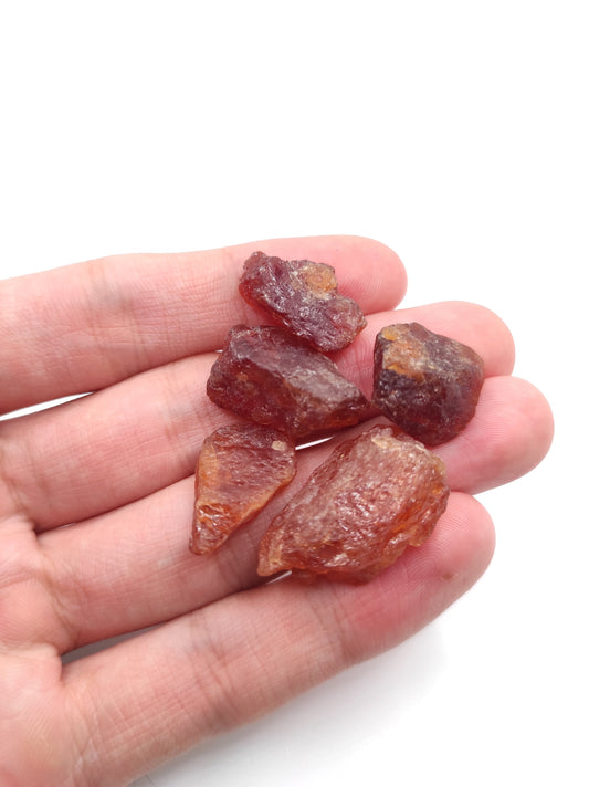 110ct 5pcs Hessonite Garnet Lot - Natural Hessonite Garnet - Loose Gemstones - Rough Gems - Raw Garnet Crystals from Pakistan