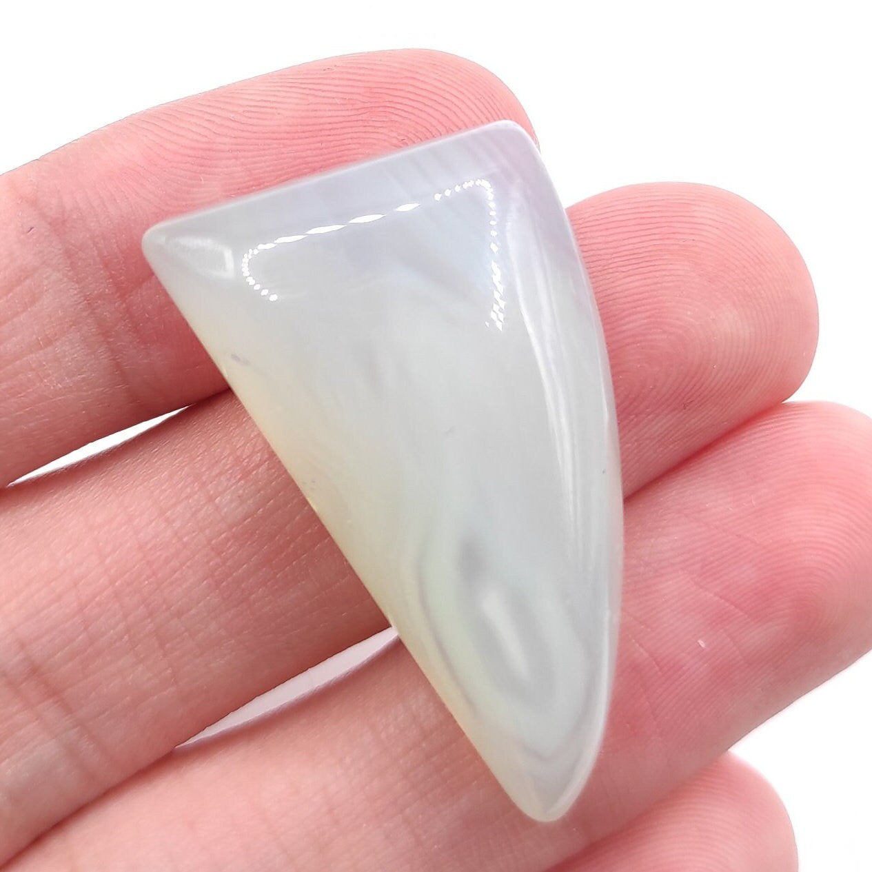 44ct Opalite Cabochon - Manmade Opal Cabochon - Triangle Shaped Cabochon - Polished White Opalite - Synthetic Opal