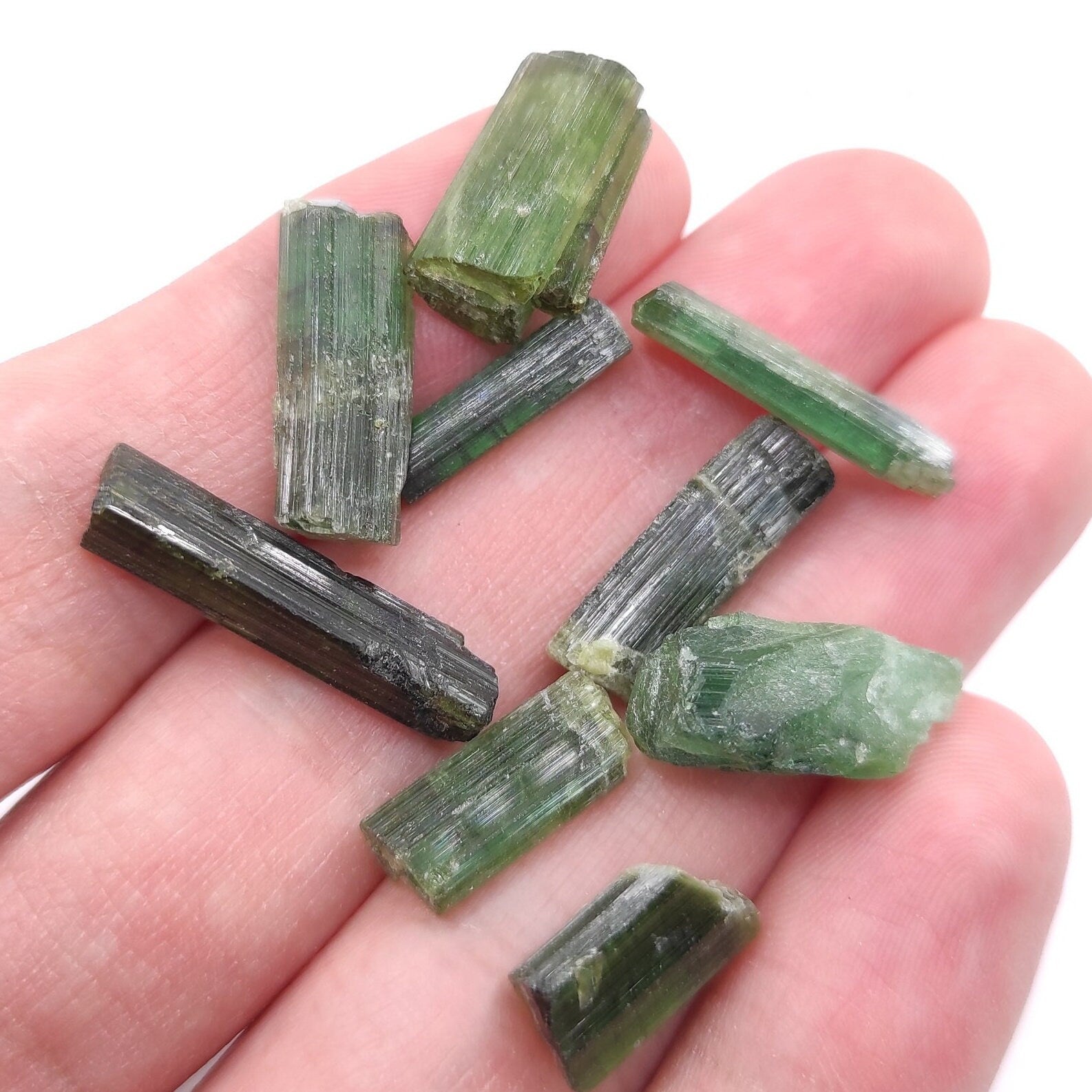 53ct Green Tourmaline Lot - Tourmaline Sticks - Raw Green Tourmaline Crystals - Loose Gemstones - Rough Tourmalines Gemstones - Afghanistan