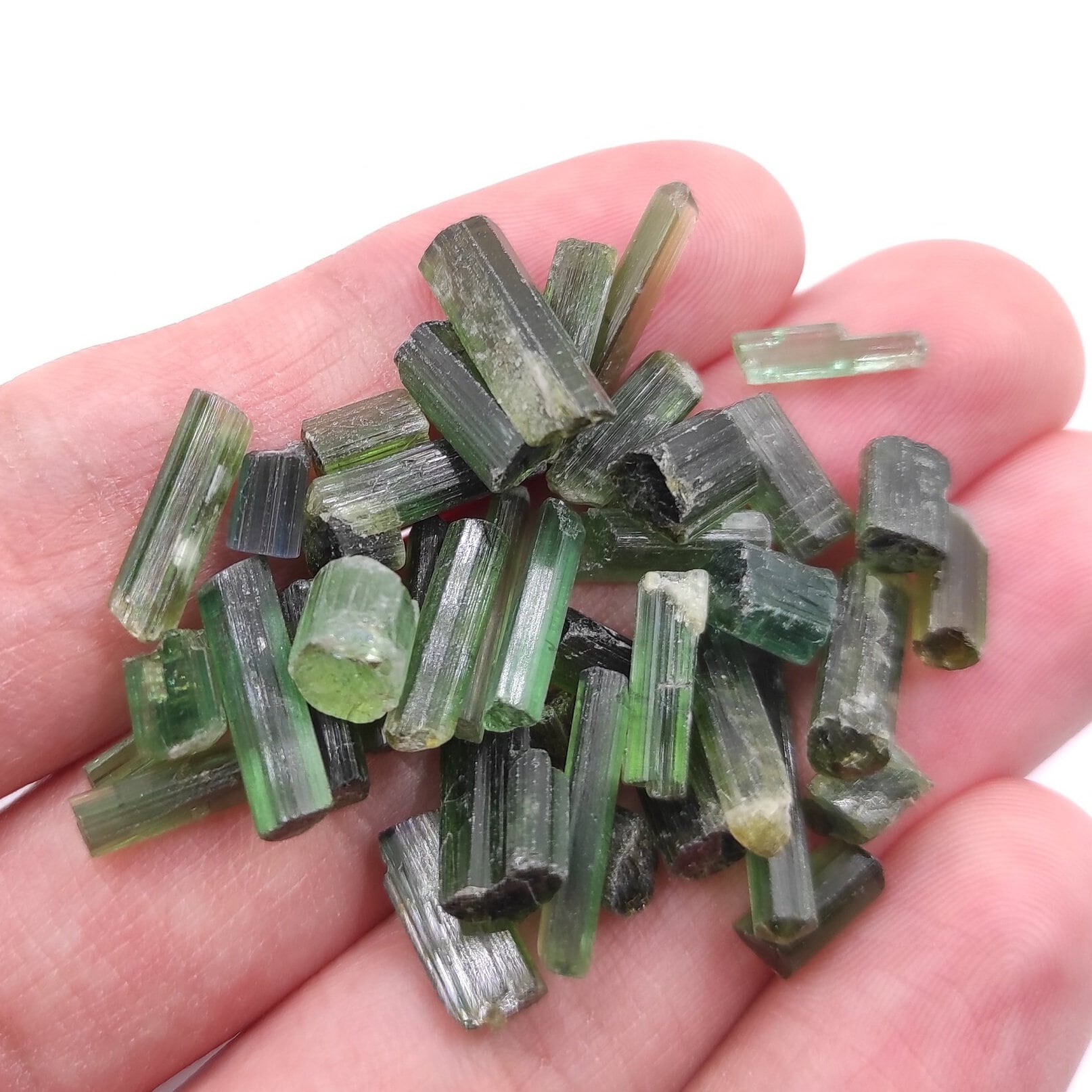 58ct Green Tourmaline Lot - Tourmaline Sticks - Raw Green Tourmaline Crystals - Loose Gemstones - Rough Tourmalines Gemstones - Afghanistan