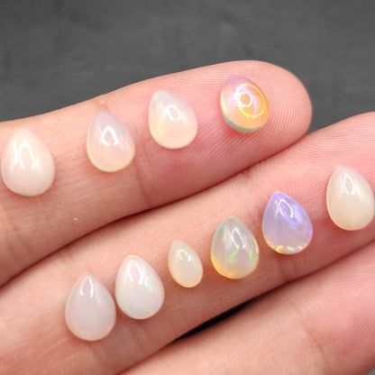 6.35ct Genuine Opal Lot - Natural Ethiopian Welo Opals - White Opal with Colorful Flash - Loose Opal Cabochons - Polished Opal Gemstones
