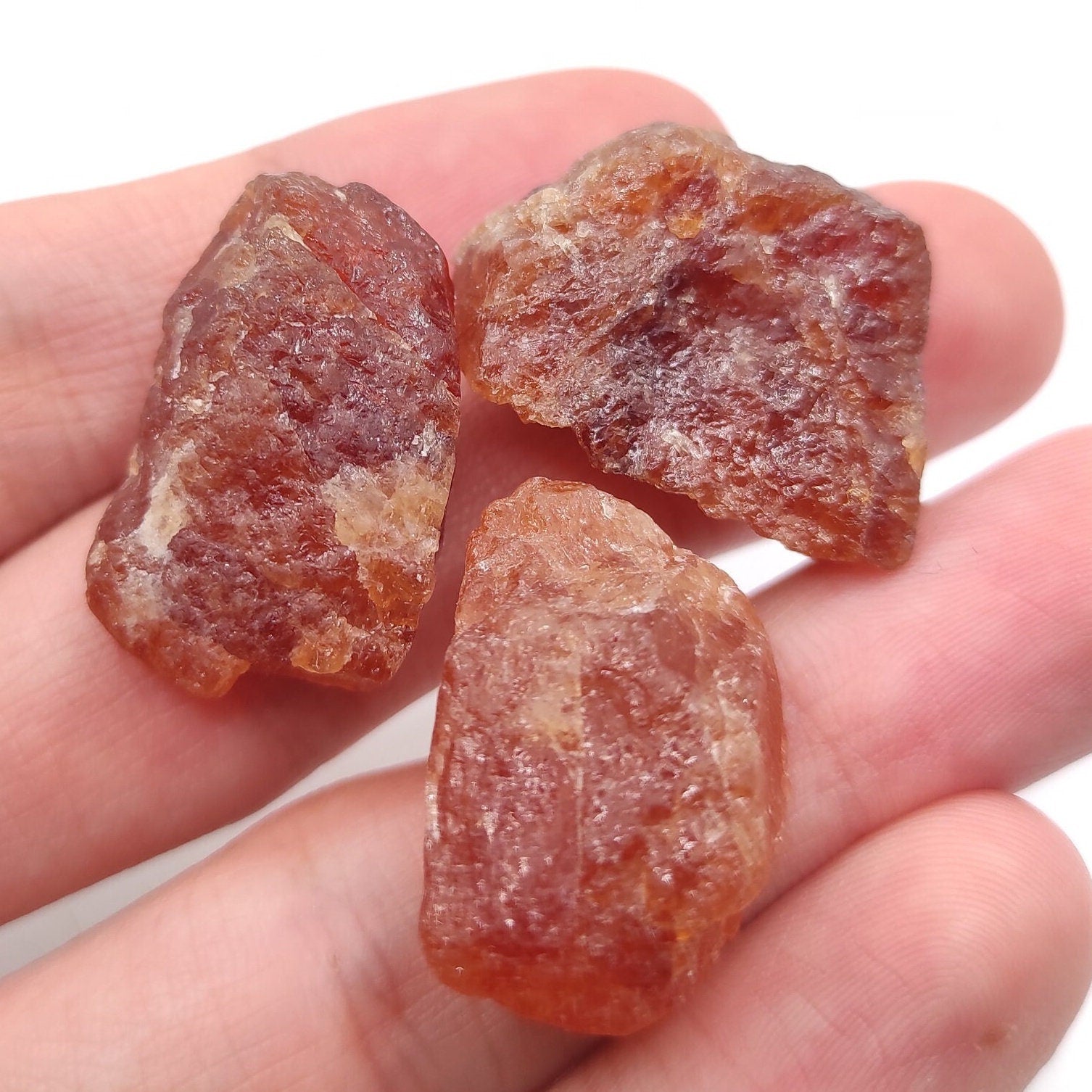 145ct 3pcs Hessonite Garnet Lot - Natural Hessonite Garnet - Loose Gemstones - Rough Gems - Raw Garnet Crystals from Pakistan