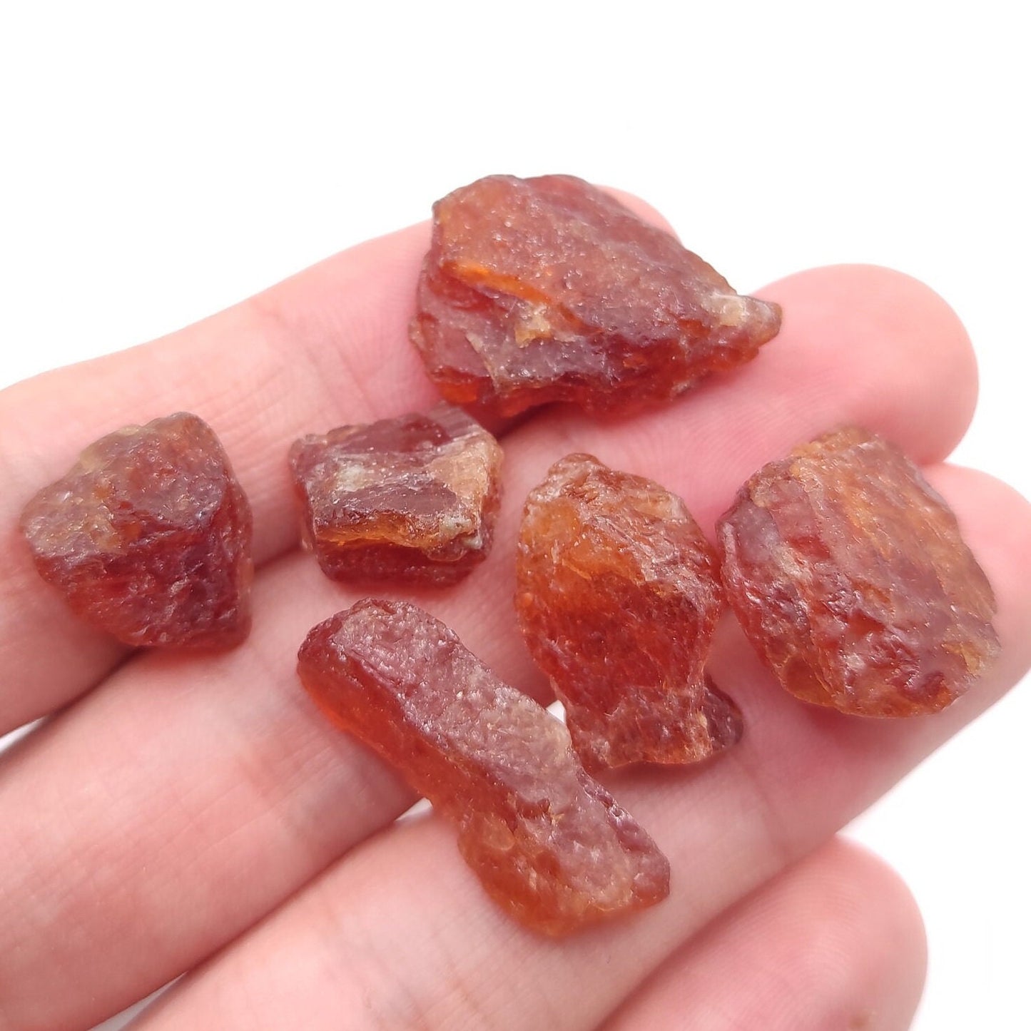 98ct 6pcs Hessonite Garnet Lot - Natural Hessonite Garnet - Loose Gemstones - Rough Gems - Raw Garnet Crystals from Pakistan