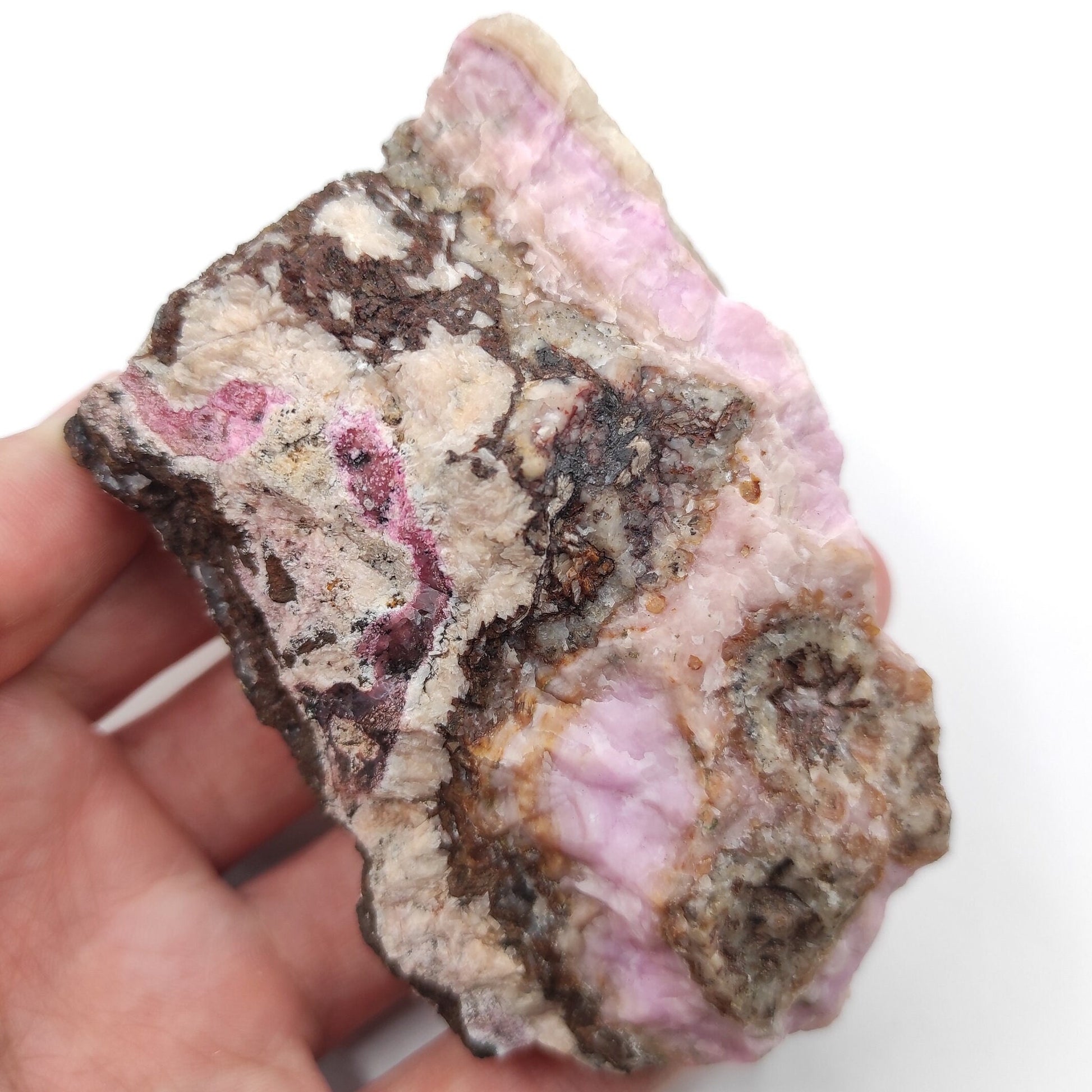 242g Cobalto Calcite in Matrix - Pink Cobalt Calcite from Bou Azzer, Morocco - Salrose Crystal - Cobaltocalcite Mineral Specimen