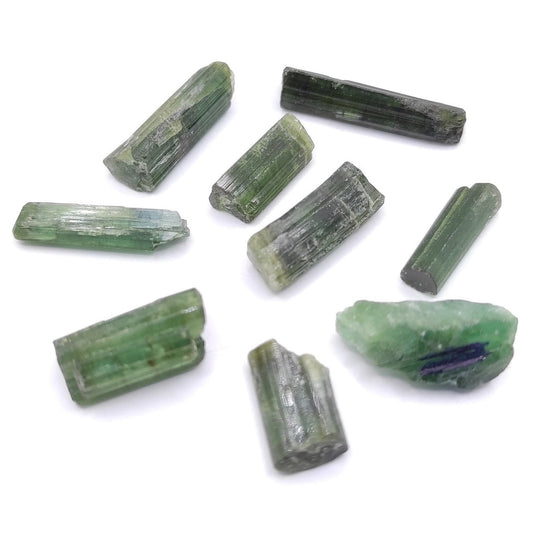 53ct Green Tourmaline Lot - Tourmaline Sticks - Raw Green Tourmaline Crystals - Loose Gemstones - Rough Tourmalines Gemstones - Afghanistan