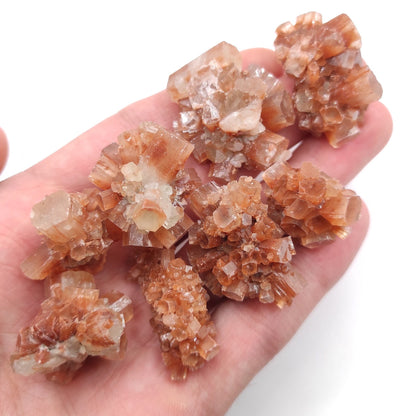 98g (8pcs) Lot of Aragonite Clusters - Alnif, Morocco - Rough Aragonite Star Crystals - Orange Aragonite Lot - Mini Aragonite Minerals