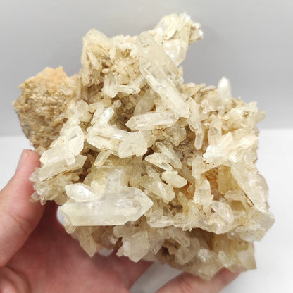 414g Natural Quartz Crystal Cluster - Clear Quartz from Pakistan - Yellow Quartz Specimen - Balochistan, Pakistan Mineral Specimens