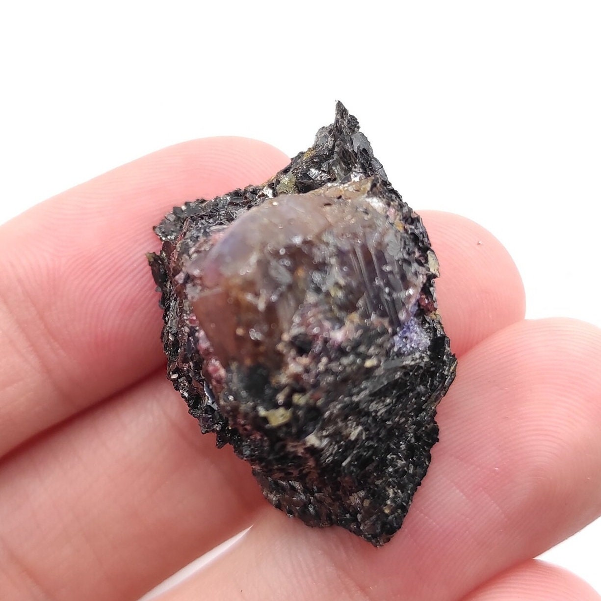 15.28g Sapphire in Pyrope Garnet and Biotite Matrix - Zazafotsy, Madagascar - Rough Sapphire in Matrix - Raw Yellow Sapphire - Rare Gems
