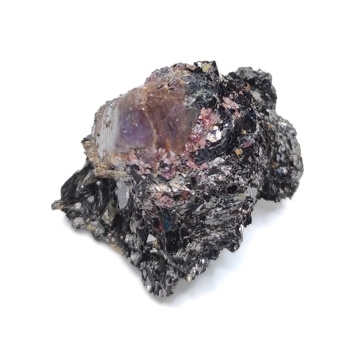 15.28g Sapphire in Pyrope Garnet and Biotite Matrix - Zazafotsy, Madagascar - Rough Sapphire in Matrix - Raw Yellow Sapphire - Rare Gems