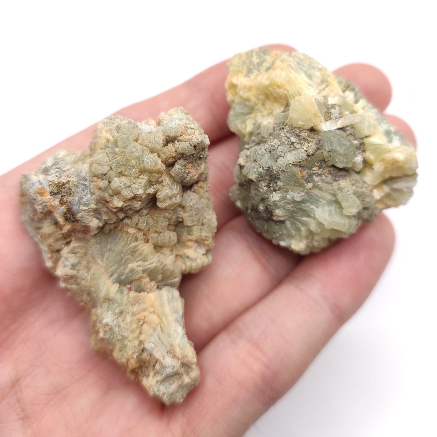 97g (2pcs) Prehnite Lot - Raw Prehnite Crystals from Midelt Province, Morocco - Natural Prehnite Minerals - Rough Prehnite Stone Set