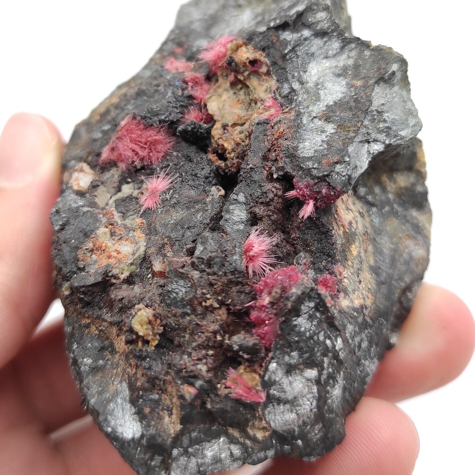 Rare! 369g Fibrous Erythrite in Matrix - Bou Azzer, Morocco - Fine Mineral Specimens - Pink Erythrite Crystals - Rare Cobalt Crystal