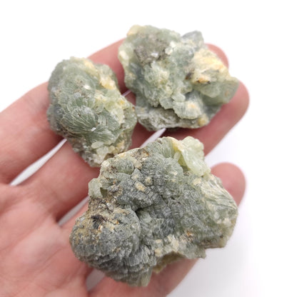 99g (3pcs) Prehnite Lot - Raw Prehnite Crystals from Midelt Province, Morocco - Natural Prehnite Minerals - Rough Prehnite Stone Set