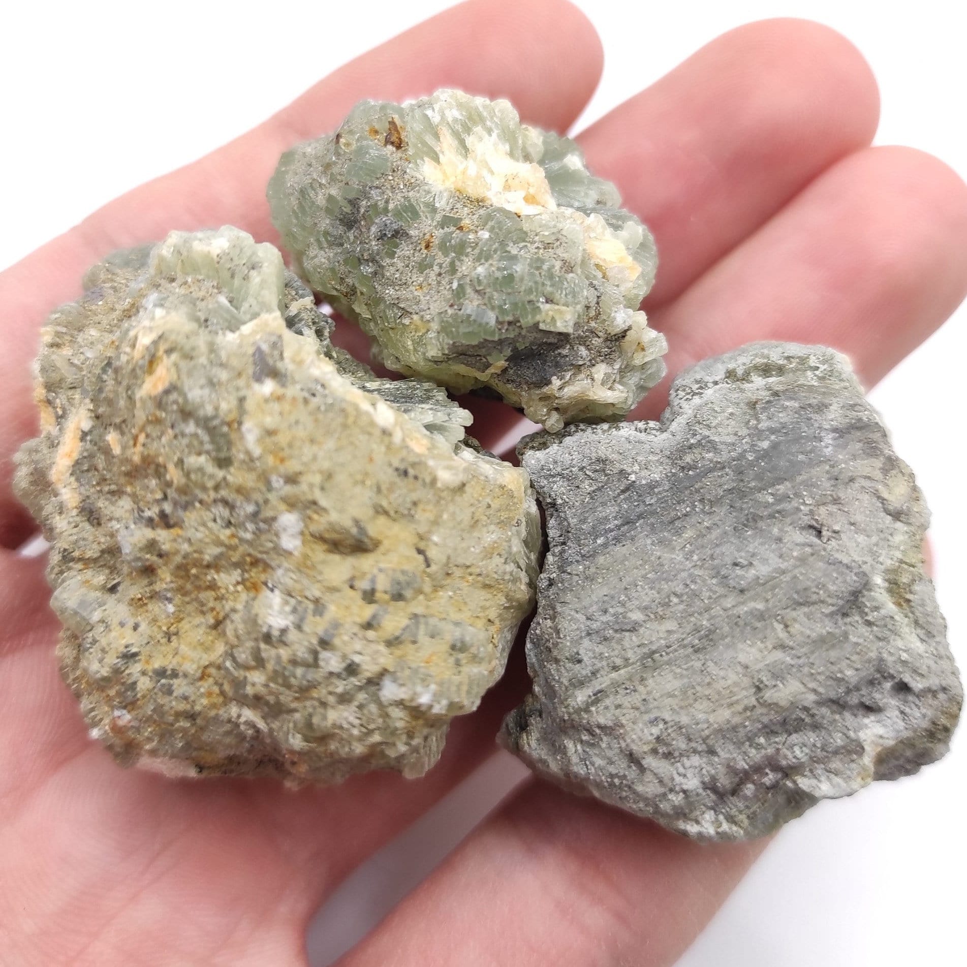 99g (3pcs) Prehnite Lot - Raw Prehnite Crystals from Midelt Province, Morocco - Natural Prehnite Minerals - Rough Prehnite Stone Set
