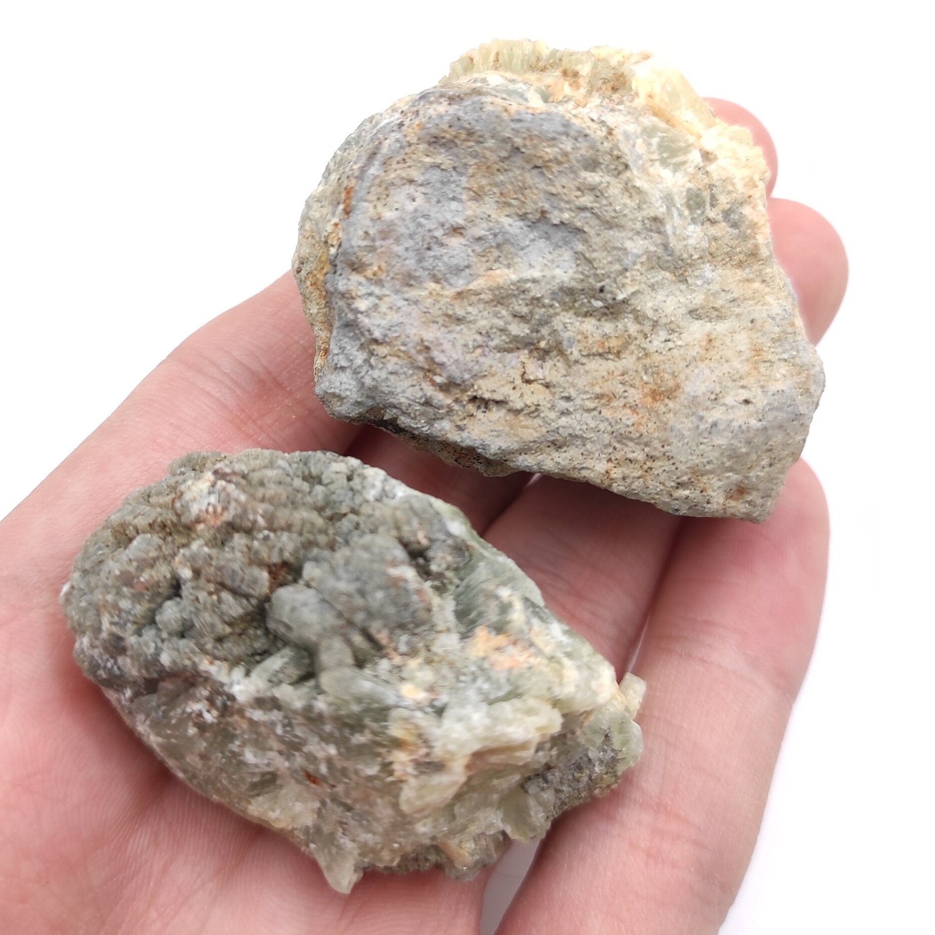 120g (2pcs) Prehnite Lot - Raw Prehnite Crystals from Midelt Province, Morocco - Natural Prehnite Minerals - Rough Prehnite Stone Set