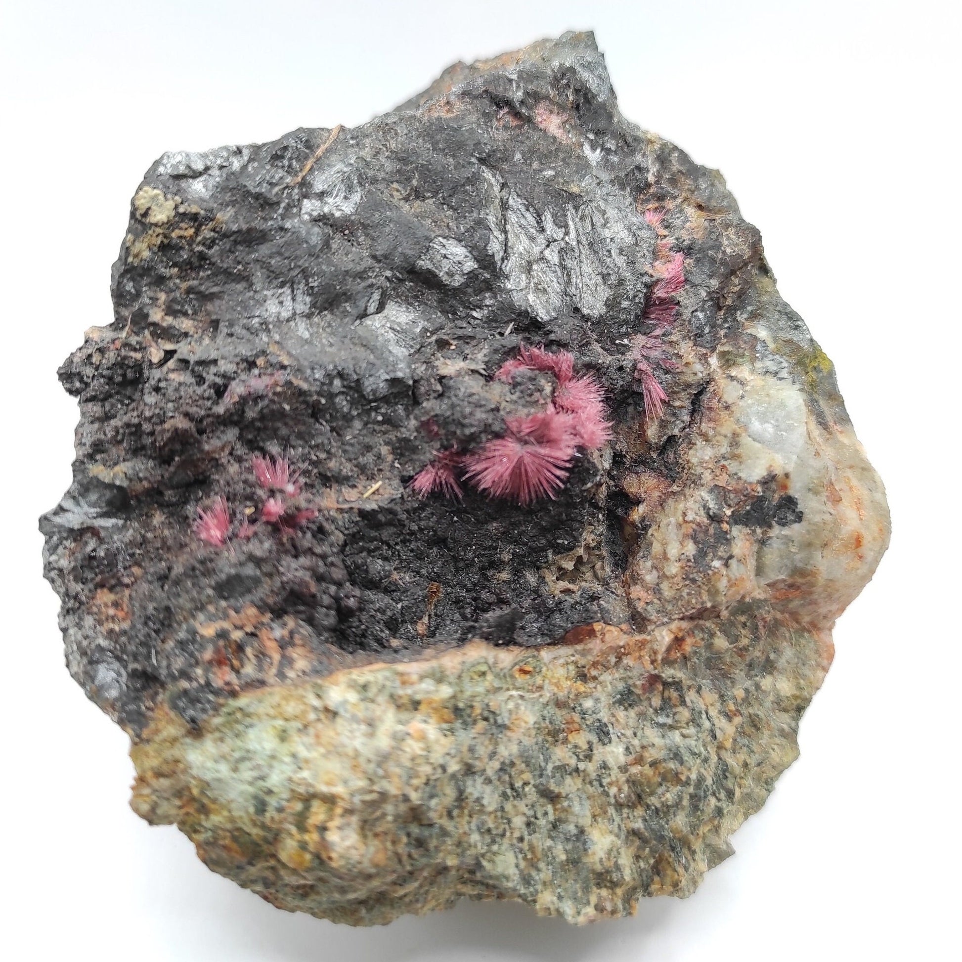 Rare! 970g Fibrous Erythrite in Matrix - Bou Azzer, Morocco - Fine Mineral Specimens - Pink Erythrite Crystals - Rare Cobalt Crystal