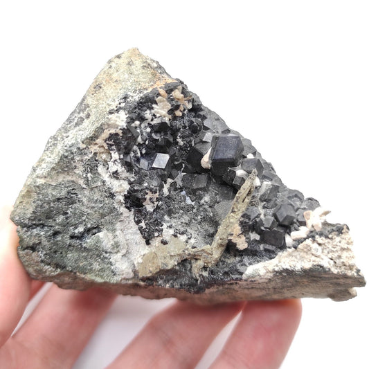 251g Black Sphalerite in Matrix - Oujda, Morocco - Rare Sphalerite Crystals - Natural Mineral Specimen - Sphalerite Crystal Specimen