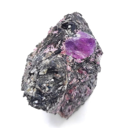 42.56g Sapphire in Pyrope Garnet and Biotite Matrix - Zazafotsy, Madagascar - Rough Sapphire in Matrix - Raw Purple Sapphire - Rare Gems