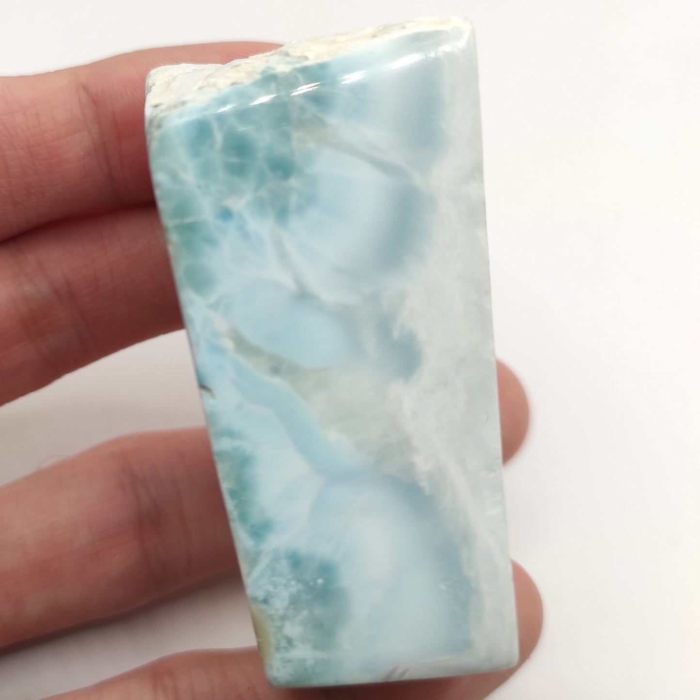 111g Larimar Freeform - Polished and Raw - Sky Blue Larimar - Barahona, Dominican Republic - Rare Larimar Crystal - Hand Polished Larimar