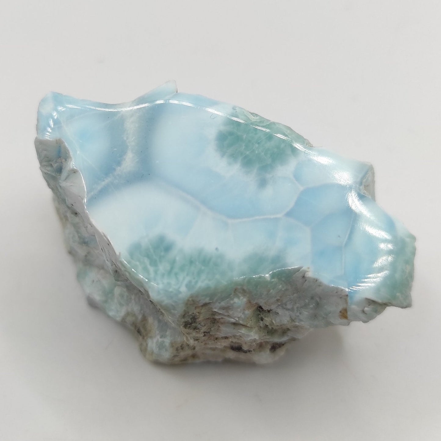 74g Larimar Freeform - Polished and Raw - Sky Blue Larimar - Barahona, Dominican Republic - Rare Larimar Crystal - Hand Polished Larimar