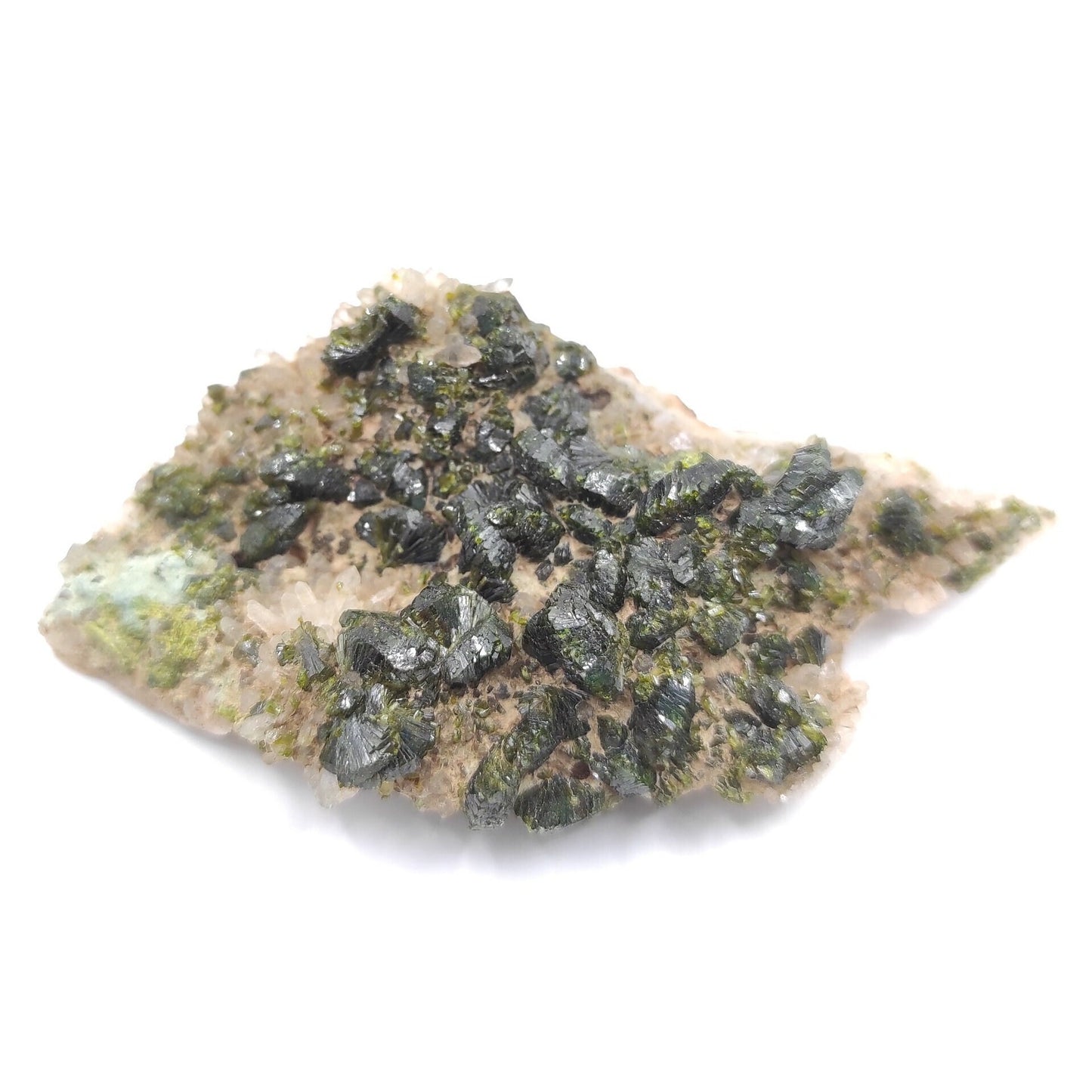 69g Epidote with Quartz - Imilchil, Morocco - Green Epidote Crystal Cluster - Raw Mineral Specimen - Green Epidote and Quartz Crystal