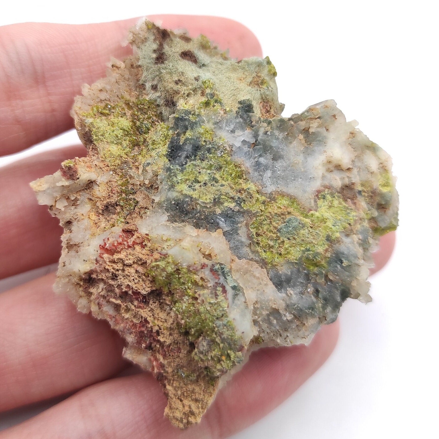 39g Epidote with Quartz - Imilchil, Morocco - Green Epidote Crystal Cluster - Raw Mineral Specimen - Green Epidote and Quartz Crystal