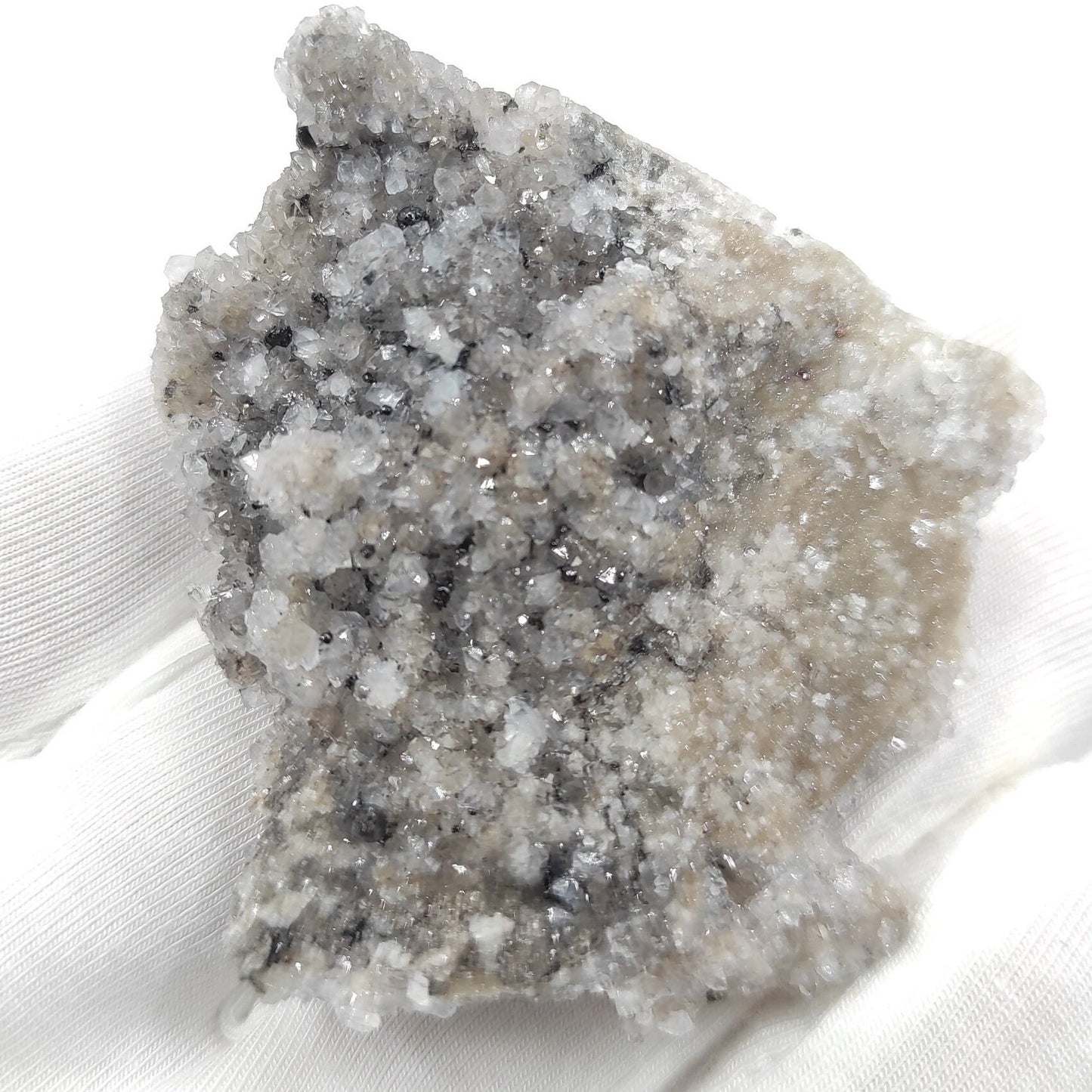 36g Elmwood Calcite and Sphalerite on Druzy Quartz - Elmwood Mine, Tennessee, United States - Mineral Specimen - Yellow Calcite Specimen