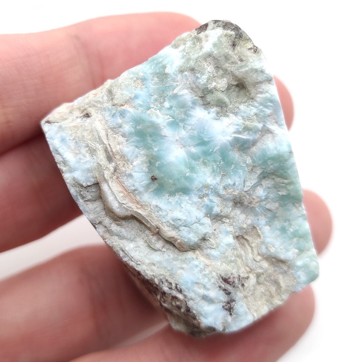 77g Larimar Freeform - Polished and Raw - Sky Blue Larimar - Barahona, Dominican Republic - Rare Larimar Crystal - Hand Polished Larimar