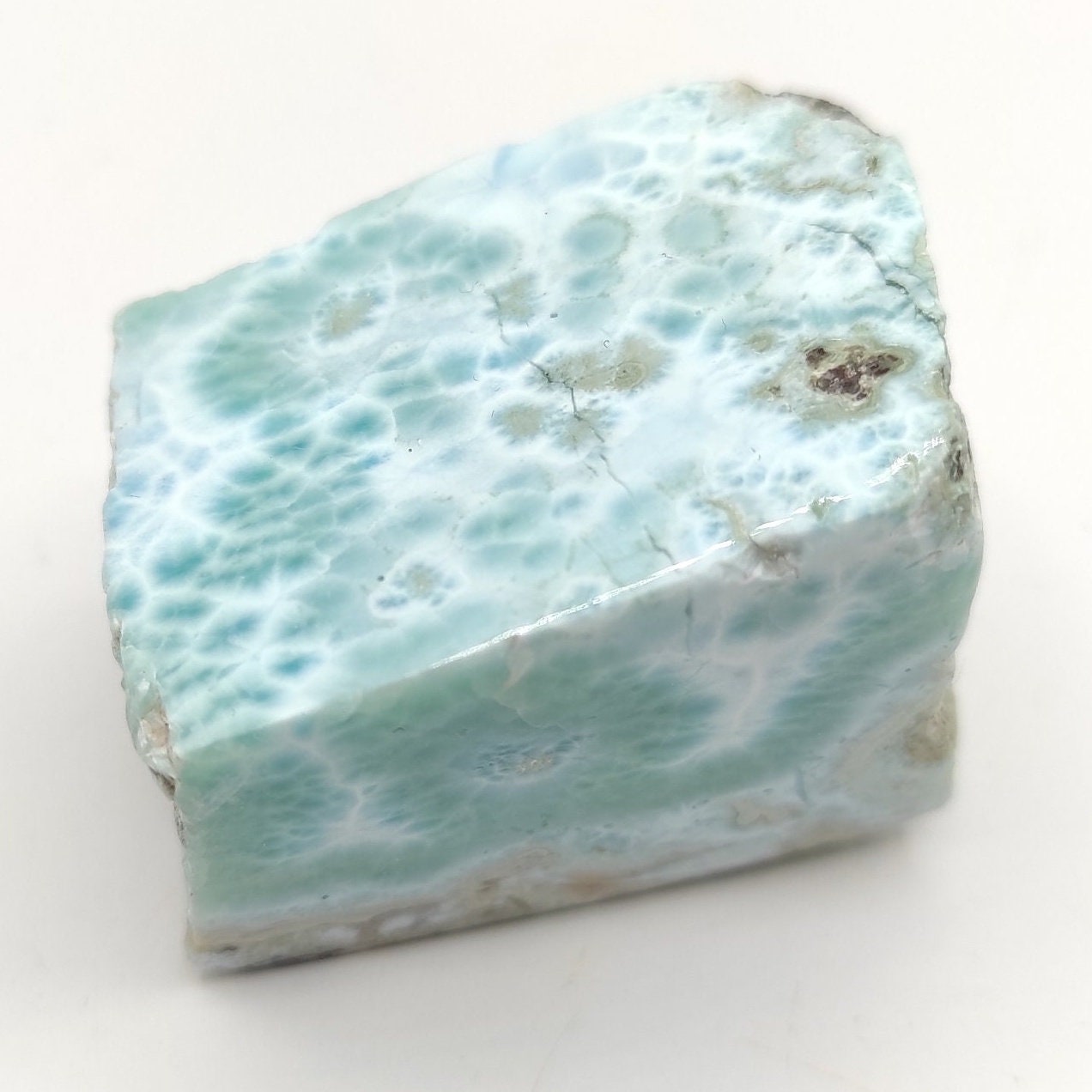 77g Larimar Freeform - Polished and Raw - Sky Blue Larimar - Barahona, Dominican Republic - Rare Larimar Crystal - Hand Polished Larimar
