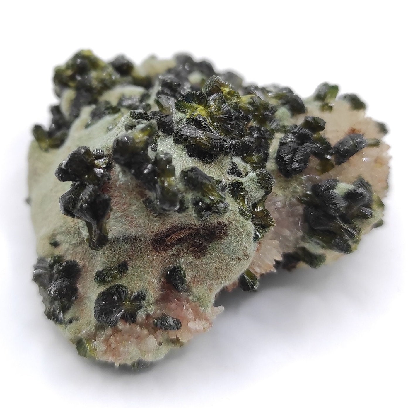 72g Epidote with Quartz - Imilchil, Morocco - Green Epidote Crystal Cluster - Raw Mineral Specimen - Green Epidote and Quartz Crystal