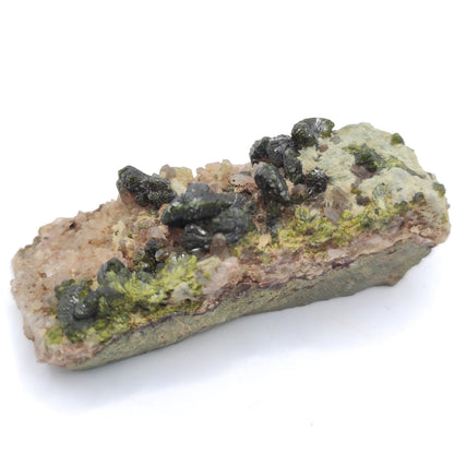 87g Epidote with Quartz - Imilchil, Morocco - Green Epidote Crystal Cluster - Raw Mineral Specimen - Green Epidote and Quartz Crystal