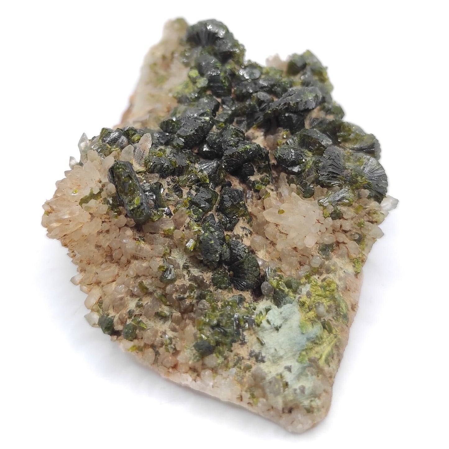 69g Epidote with Quartz - Imilchil, Morocco - Green Epidote Crystal Cluster - Raw Mineral Specimen - Green Epidote and Quartz Crystal