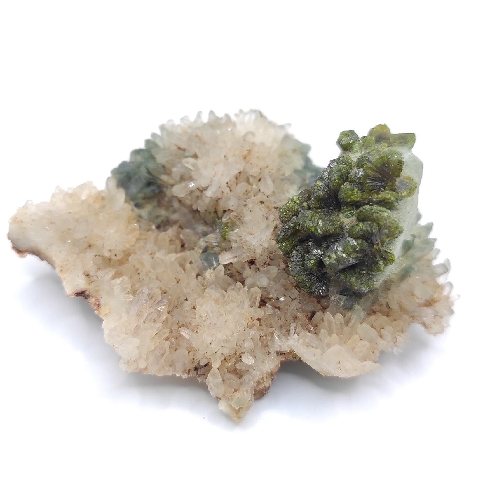39g Epidote with Quartz - Imilchil, Morocco - Green Epidote Crystal Cluster - Raw Mineral Specimen - Green Epidote and Quartz Crystal