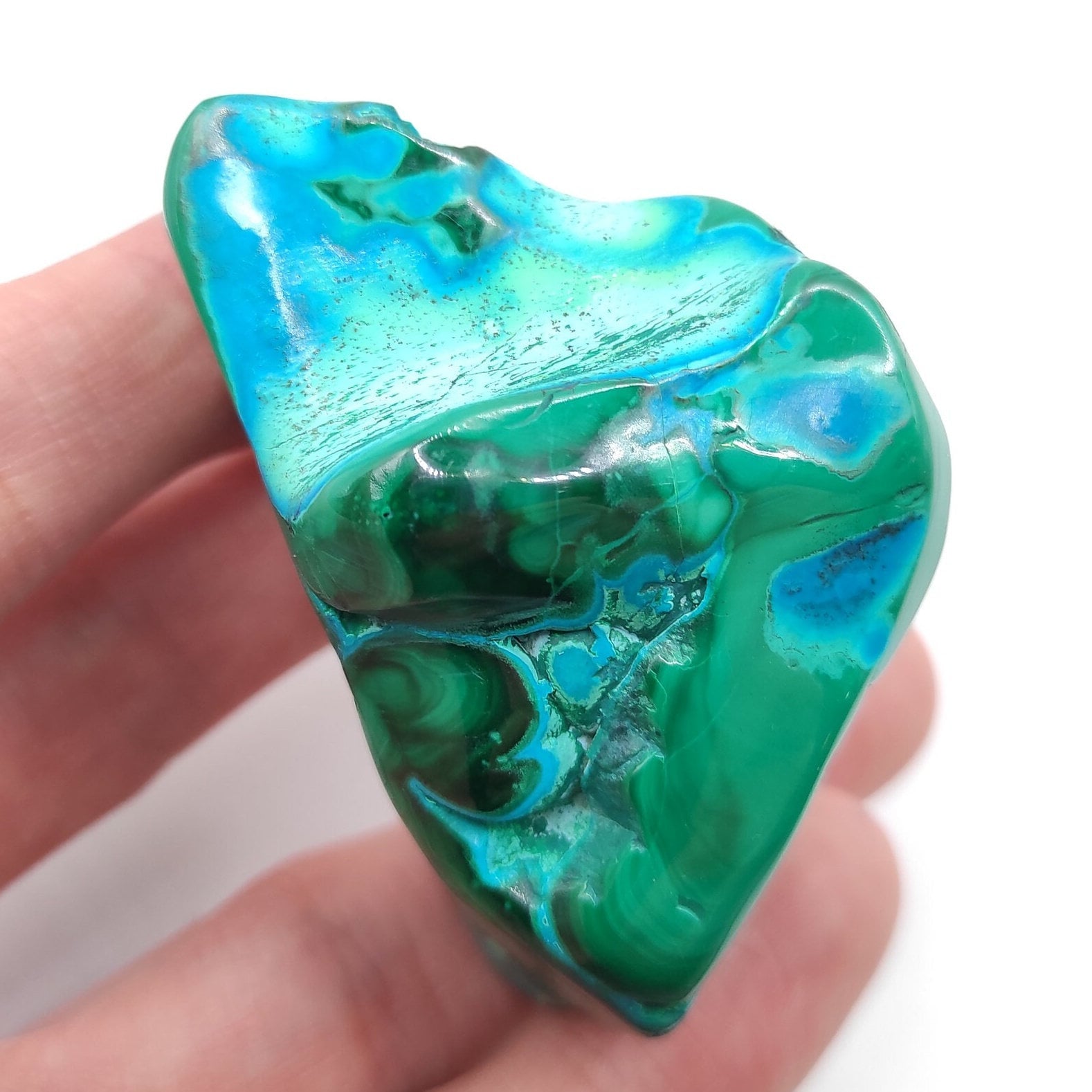 100g Malachite and Chrysocolla Freeform - Polished Chrysocolla with Malachite - Katanga, Congo - Malachite Chrysocolla Palmstone