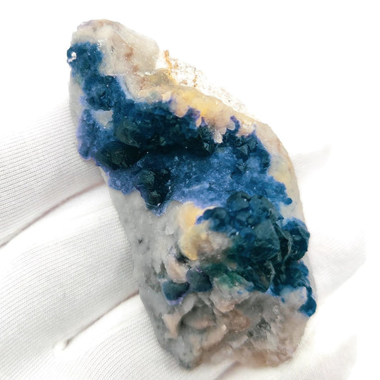 43g Blueberry Fluorite - Blue Fluorite Specimen - Huanggangliang Mine, Inner Mongolia, China - Fluorite on Quartz Matrix Mineral Specimen