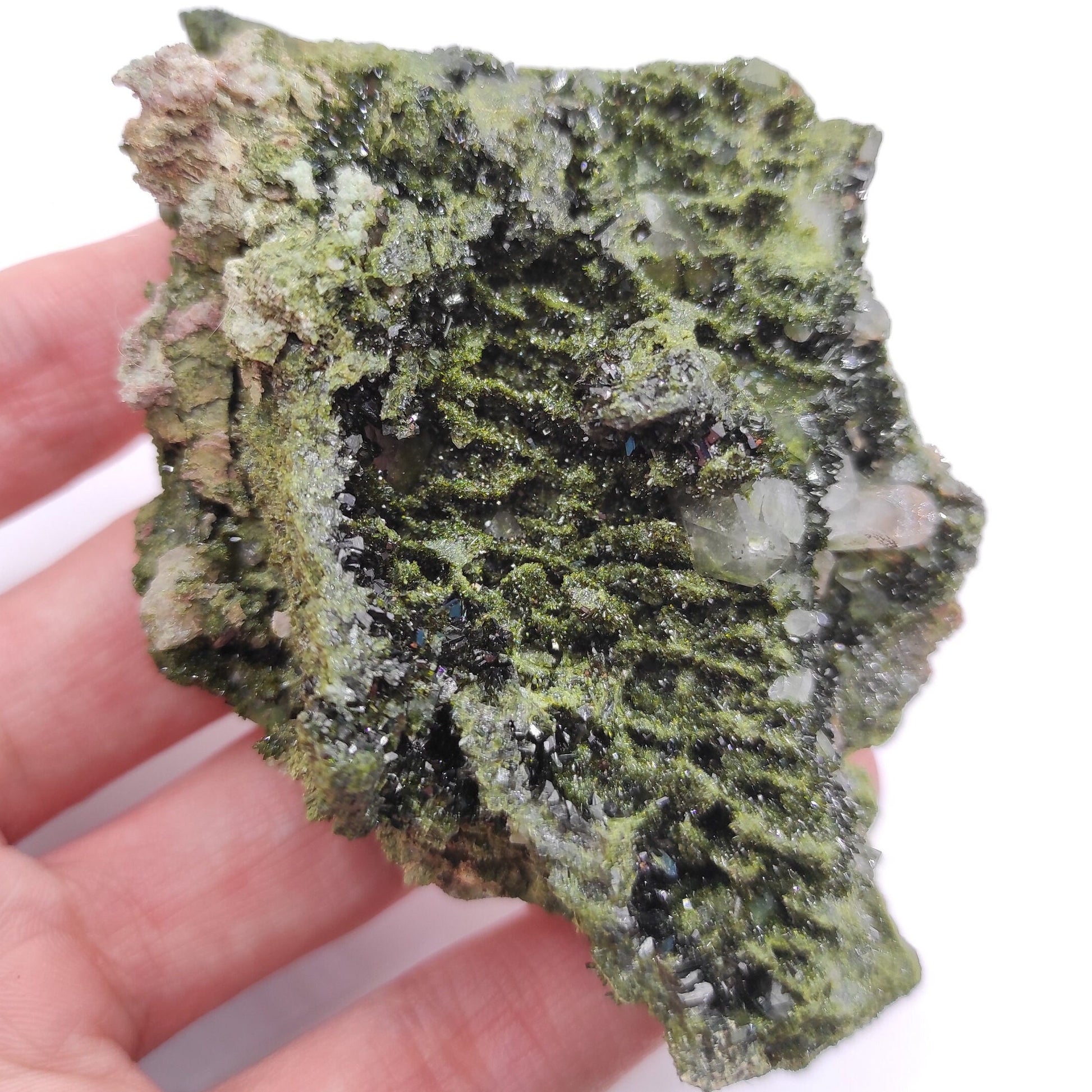 135g Sparkly Epidote & Forest Quartz - Hakkari, Turkey - Epidote with Clear Quartz - Forest Fairy Quartz - Natural Minerals - Rare Find