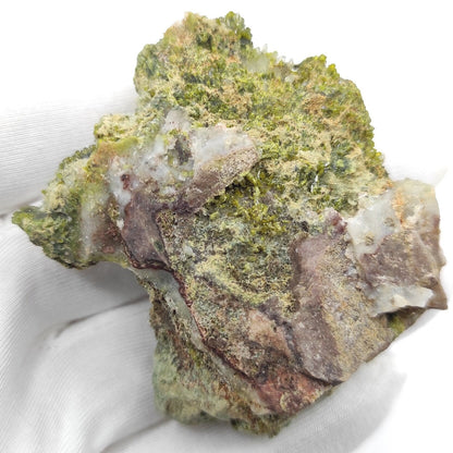 42g Epidote with Quartz - Imilchil, Morocco - Green Epidote Crystal Cluster - Raw Mineral Specimen - Green Epidote and Quartz Crystal
