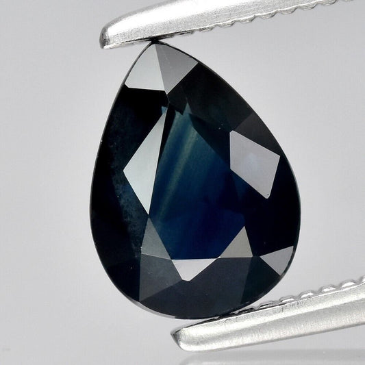 0.71ct Heated Blue Sapphire - Pear Faceted Sapphire from Australia - Pear Cut Greenish Blue Sapphire - Heat Treated Loose Gemstone